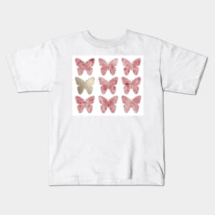 Golden rosy mauve butterflies Kids T-Shirt